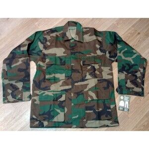 NWT Rothco Jacket Mens Small Woodland Camo Field Button Shirt Uniform BDU Army